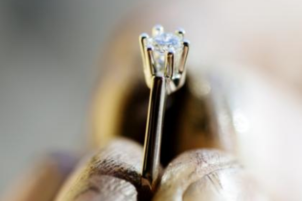 Diamond ring showing gemstone prong settings