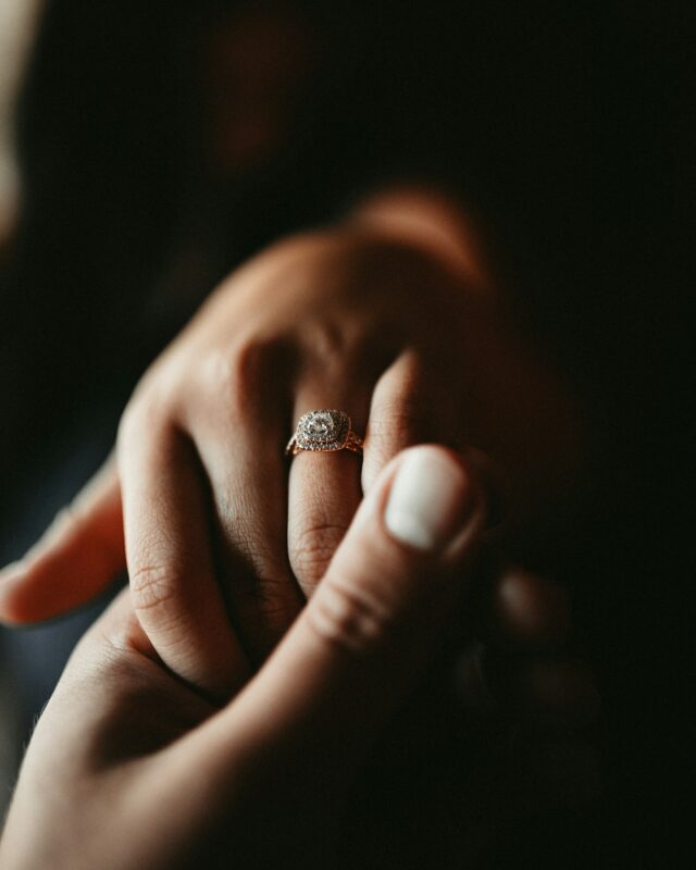Woman wearing a diamond engagement ring for everyday wear