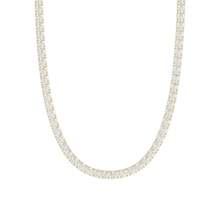 14K YELLOW GOLD 4.00CT 16'' ROUND DIAMOND LADIES TENNIS NECKLACE