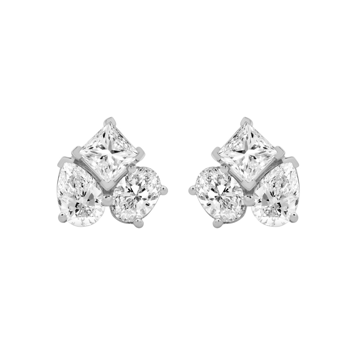 14K WHITE GOLD 3.00CT PEAR/OVAL/PRINCESS DIAMOND LADIES EARRING 1 14K WHITE GOLD 3.00CT PEAR/OVAL/PRINCESS DIAMOND LADIES EARRING - Image 1