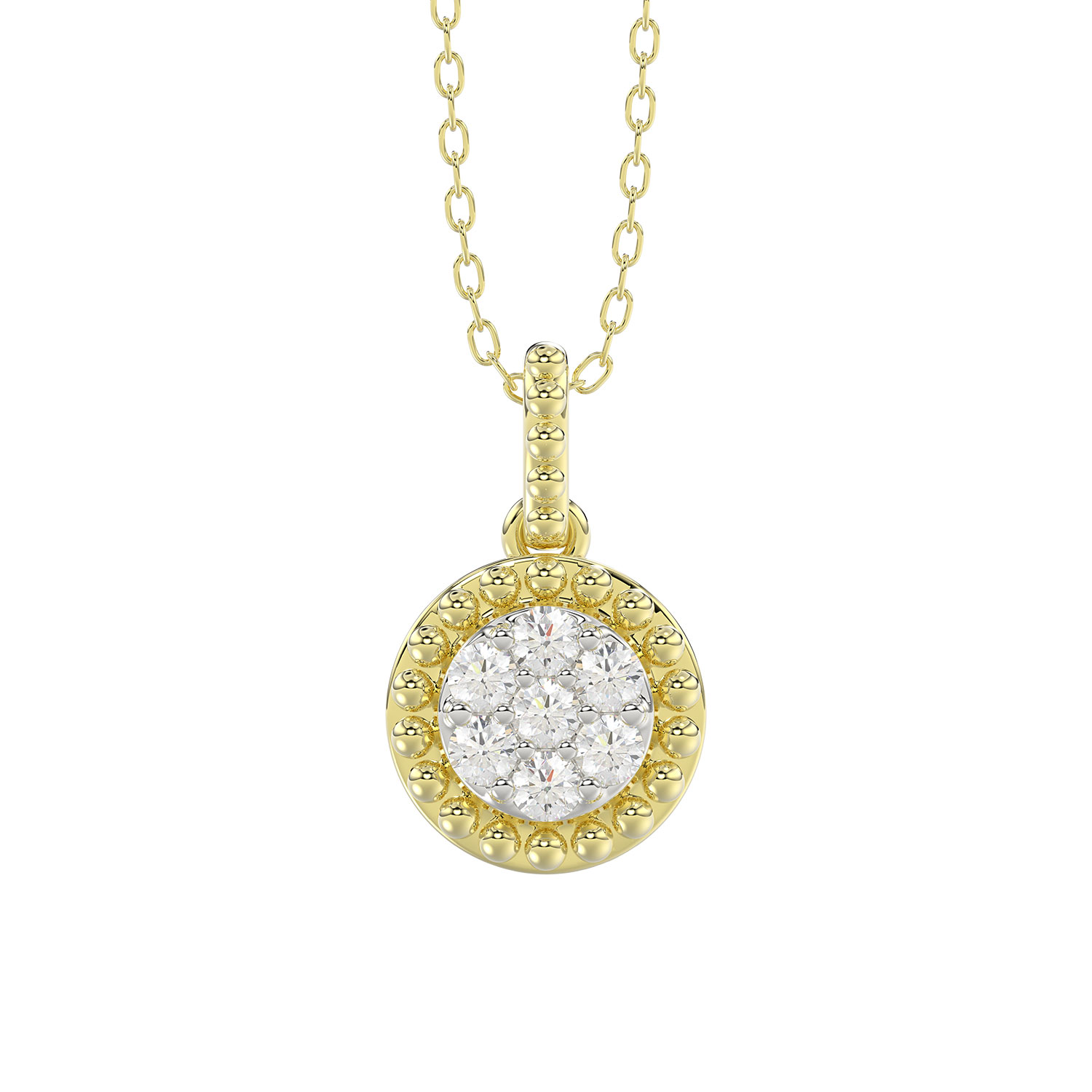 LADIES PENDANT WITH CHAIN 0.10CT ROUND DIAMOND 14K YELLOW GOLD 1 LADIES PENDANT WITH CHAIN 0.10CT ROUND DIAMOND 14K YELLOW GOLD - Image 1
