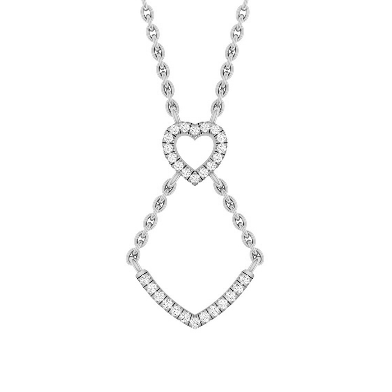 LADIES PENDANT WITH CHAIN 0.16CT ROUND DIAMOND 14K WHITE GOLD 1 LADIES PENDANT WITH CHAIN 0.16CT ROUND DIAMOND 14K WHITE GOLD - Image 1