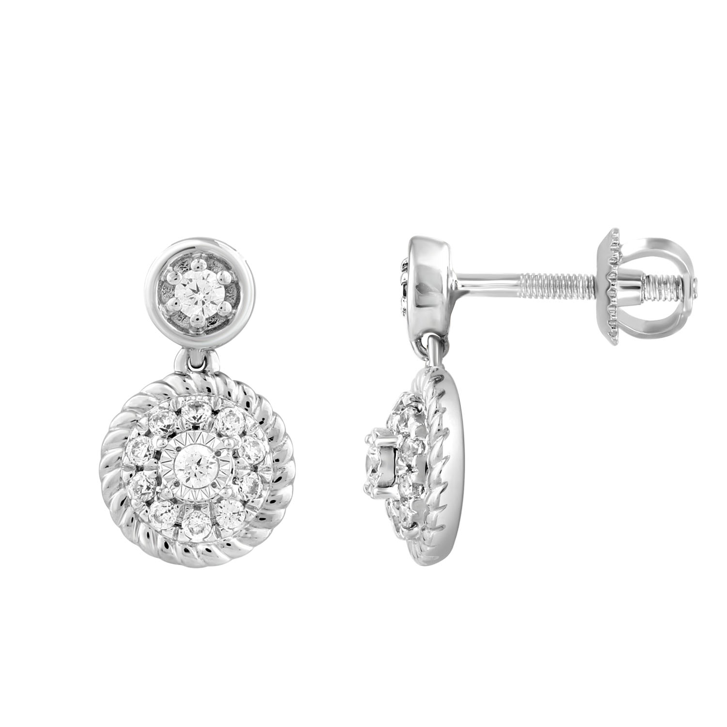 LADIES EARRINGS 0.13CT ROUND DIAMOND 14K WHITE GOLD 1 LADIES EARRINGS 0.13CT ROUND DIAMOND 14K WHITE GOLD - Image 1