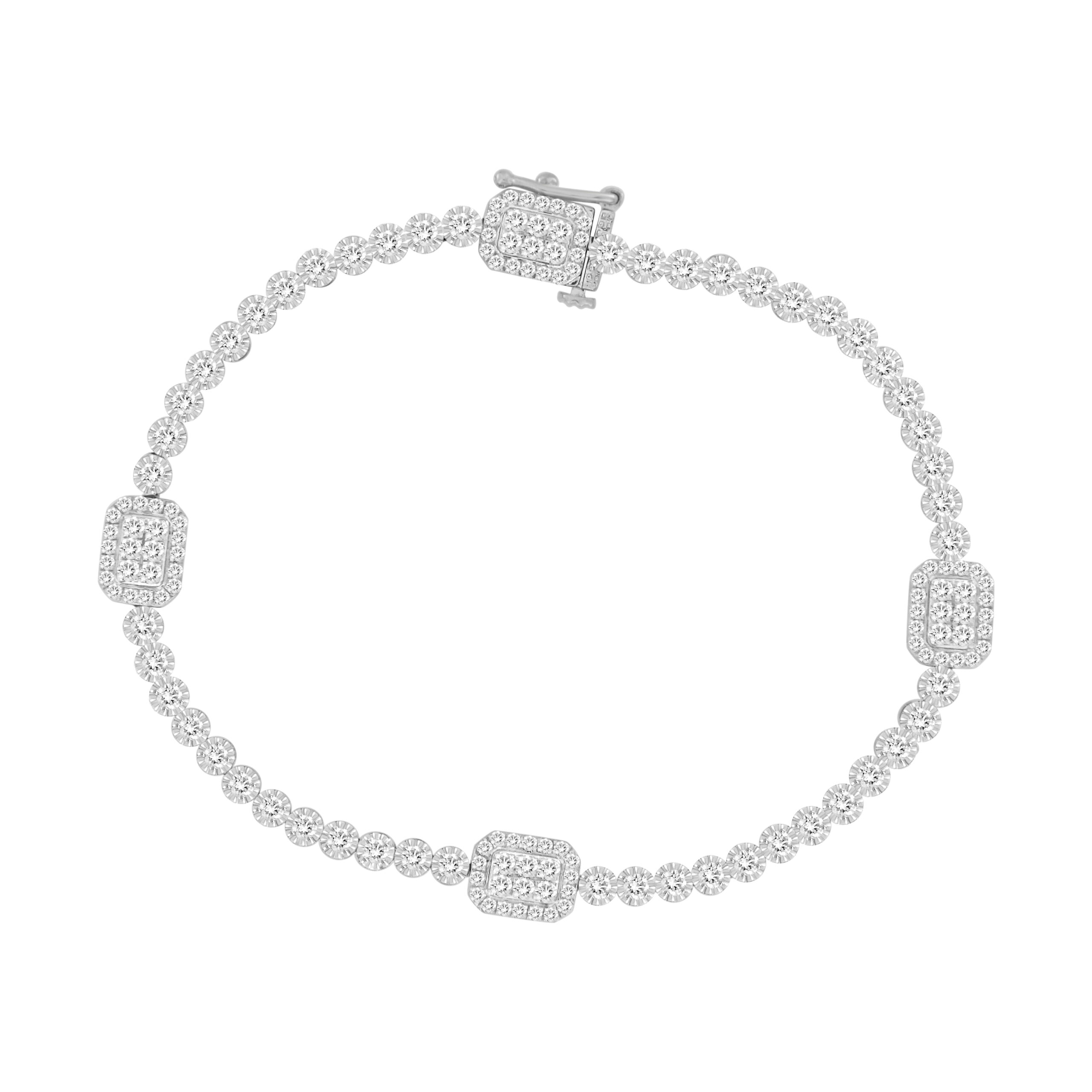 LADIES BRACELET 2.00CT ROUND DIAMOND 14K WHITE GOLD 1 LADIES BRACELET 2.00CT ROUND DIAMOND 14K WHITE GOLD - Image 1