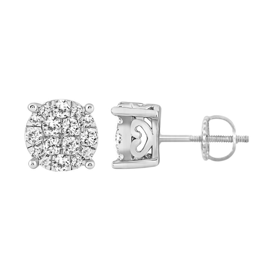 LADIES STUD EARRINGS 0.50CT ROUND DIAMOND 10K WHITE GOLD 1 LADIES STUD EARRINGS 0.50CT ROUND DIAMOND 10K WHITE GOLD - Image 1