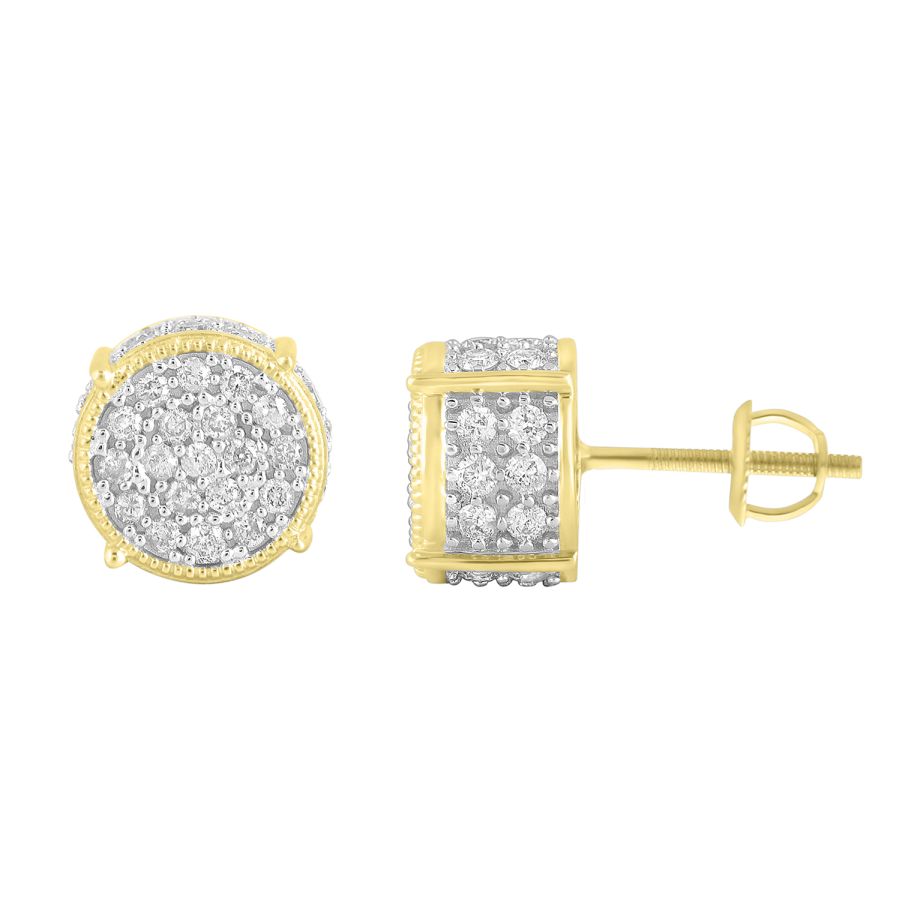 LADIES STUD EARRINGS 0.70CT ROUND DIAMOND 14K YELLOW GOLD 1 LADIES STUD EARRINGS 0.70CT ROUND DIAMOND 14K YELLOW GOLD - Image 1