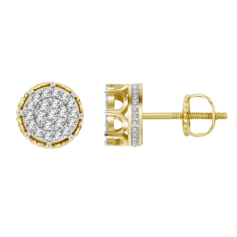 LADIES STUD EARRINGS 0.75CT ROUND DIAMOND 10K YELLOW GOLD 1 LADIES STUD EARRINGS 0.75CT ROUND DIAMOND 10K YELLOW GOLD - Image 1