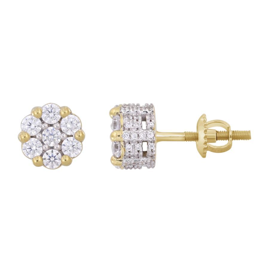 LADIES STUD EARRINGS 1.00CT ROUND DIAMOND 10K YELLOW GOLD 1 LADIES STUD EARRINGS 1.00CT ROUND DIAMOND 10K YELLOW GOLD - Image 1