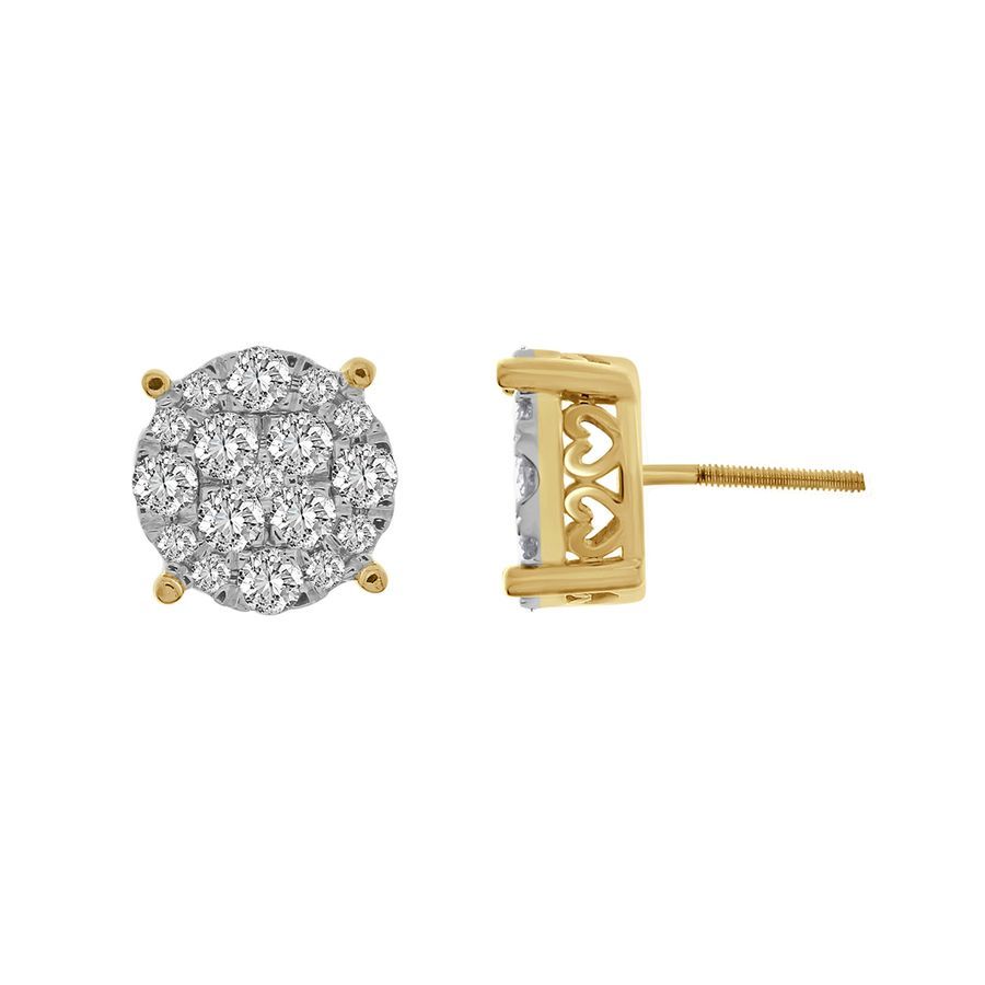 LADIES STUD EARRINGS 2.00CT ROUND DIAMOND 10K YELLOW GOLD 1 LADIES STUD EARRINGS 2.00CT ROUND DIAMOND 10K YELLOW GOLD - Image 1
