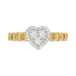 Elegant 10K Yellow Gold Heart-Shaped Engagement Ring Featuring 0.12Ct Round Diamonds With A Romantic And Timeless Design. Perfect As A Promise Ring, A - Image 5