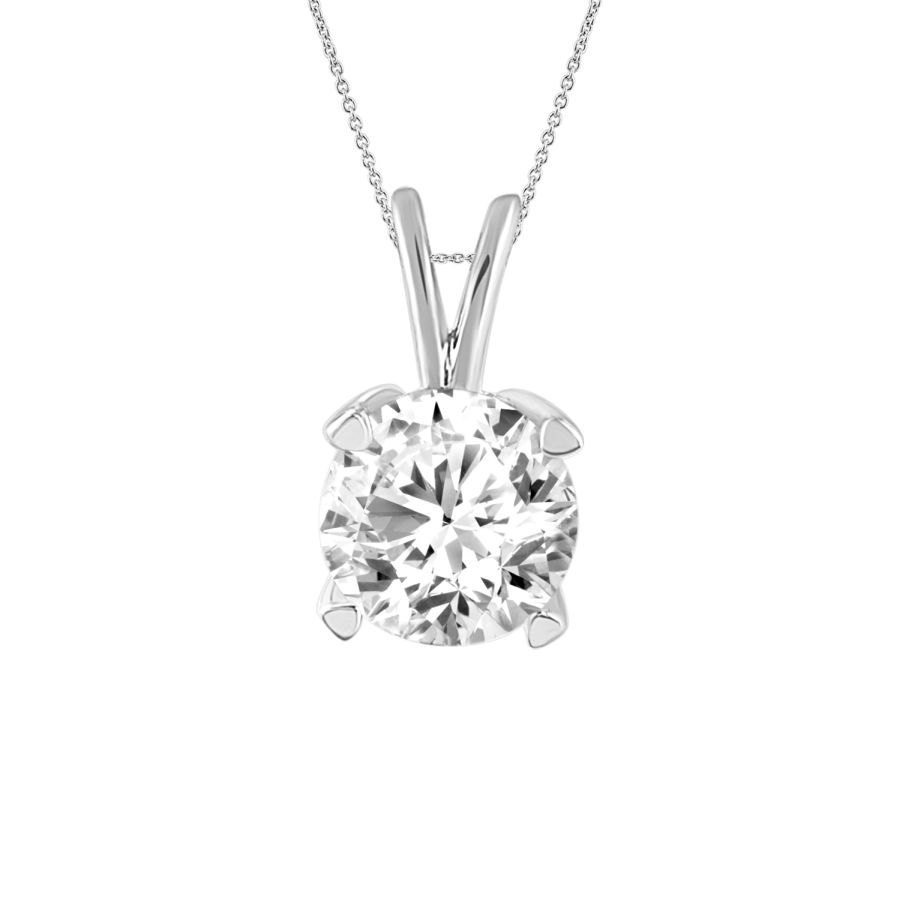 LADIES SOLITAIRE PENDANT WITH CHAIN 0.50CT ROUND DIAMOND 14K WHITE GOLD 1 LADIES SOLITAIRE PENDANT WITH CHAIN 0.50CT ROUND DIAMOND 14K WHITE GOLD - Image 1