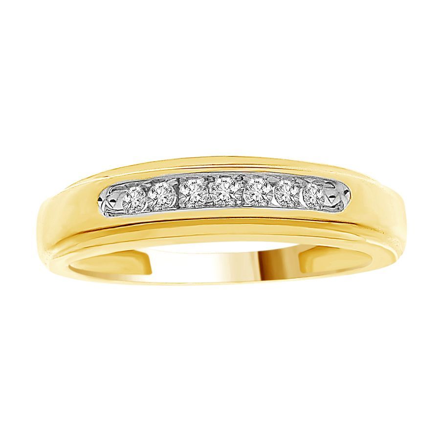 MEN'S BAND 0.15CT ROUND DIAMOND 10K YELLOW GOLD 1 MEN'S BAND 0.15CT ROUND DIAMOND 10K YELLOW GOLD - Image 1
