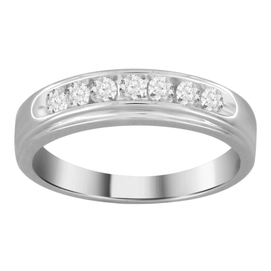 MEN'S BAND 0.33CT ROUND DIAMOND 10K WHITE GOLD 1 MEN'S BAND 0.33CT ROUND DIAMOND 10K WHITE GOLD - Image 1