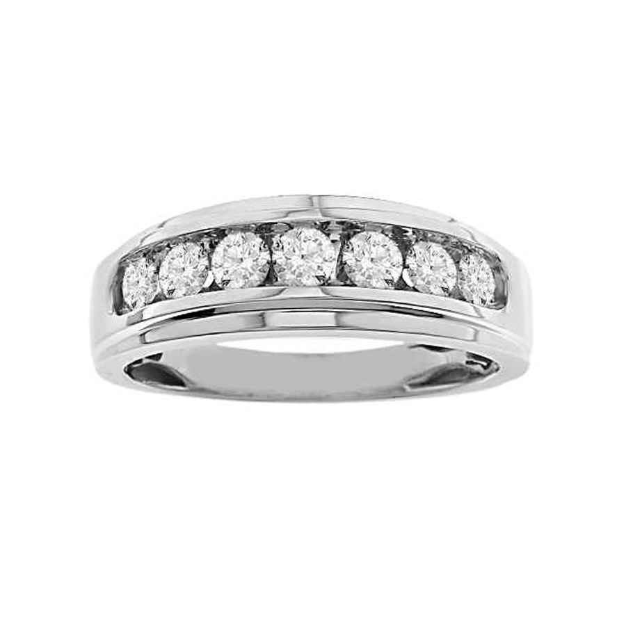 MEN'S BAND 0.75CT ROUND DIAMOND 10K WHITE GOLD 1 MEN'S BAND 0.75CT ROUND DIAMOND 10K WHITE GOLD - Image 1