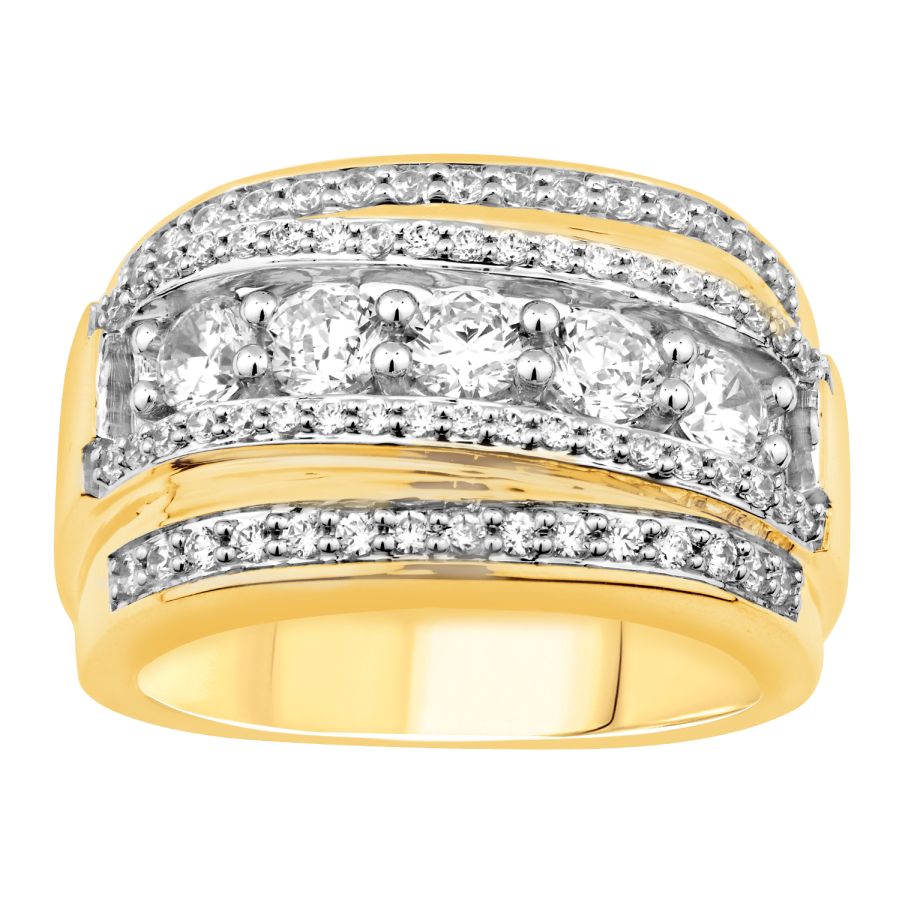 MEN'S BAND 2.00CT ROUND DIAMOND 10K YELLOW GOLD 1 MEN'S BAND 2.00CT ROUND DIAMOND 10K YELLOW GOLD - Image 1