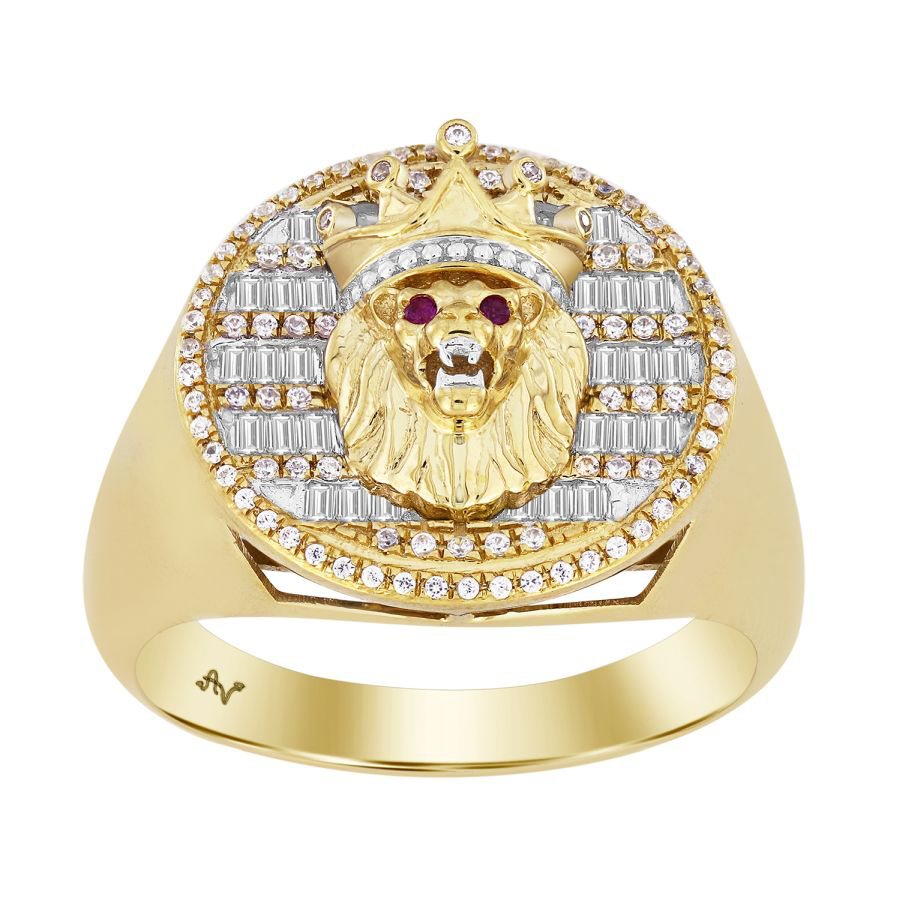 MEN'S RING 0.50CT ROUND/BAGUETTE DIAMOND 10K YELLOW GOLD 1 MEN'S RING 0.50CT ROUND/BAGUETTE DIAMOND 10K YELLOW GOLD - Image 1