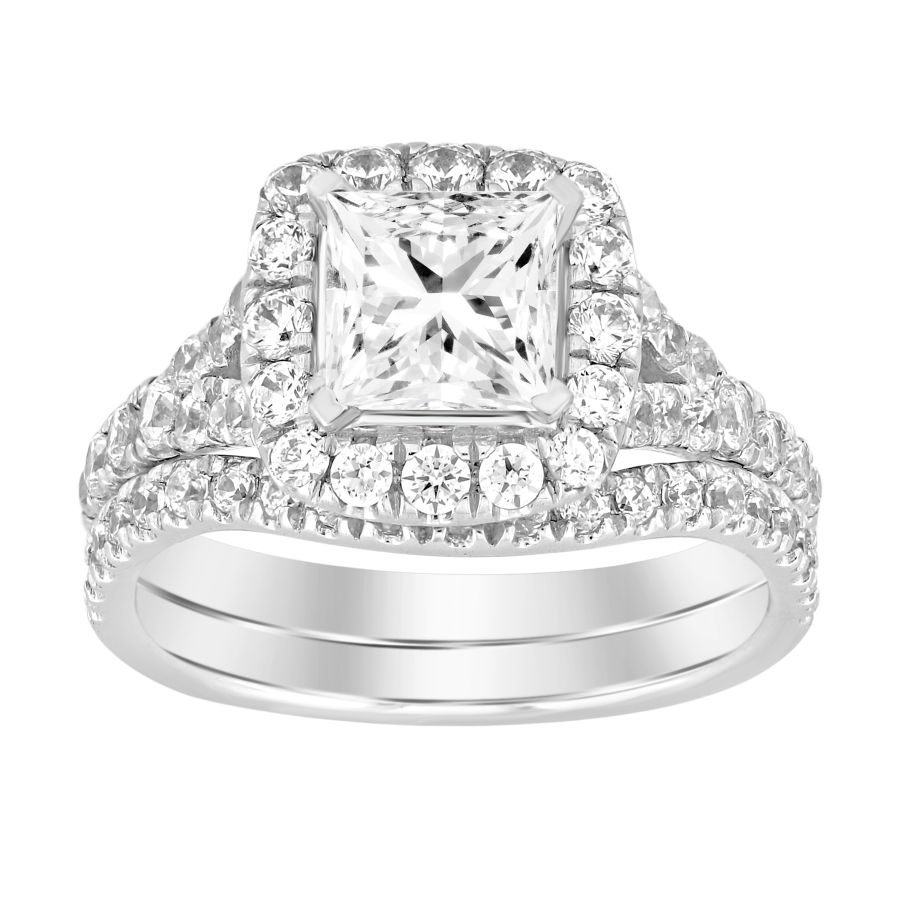 LADIES SEMI MOUNT BRIDAL SET 1.00CT ROUND DIAMOND 14K WHITE GOLD 1 LADIES SEMI MOUNT BRIDAL SET 1.00CT ROUND DIAMOND 14K WHITE GOLD - Image 1