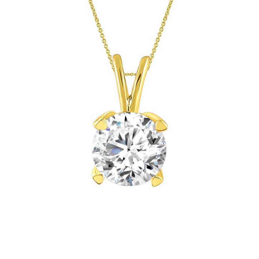 LADIES SOLITAIRE PENDANT 1.00CT ROUND DIAMOND 14K YELLOW GOLD 1 LADIES SOLITAIRE PENDANT 1.00CT ROUND DIAMOND 14K YELLOW GOLD - Image 1