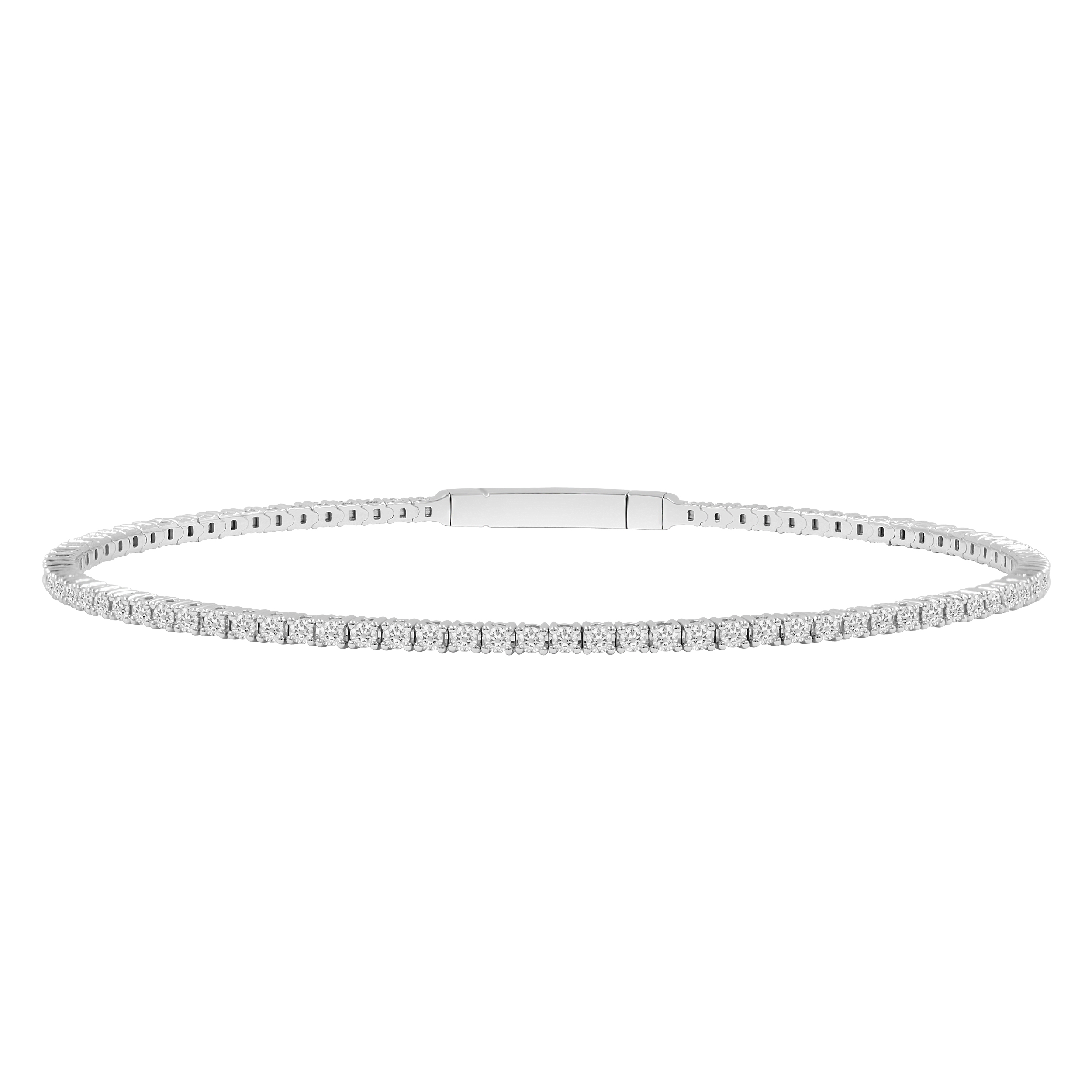 LADIES FLEXIBLE BANGLE 3.00CT ROUND DIAMOND 14K WHITE GOLD 1 LADIES FLEXIBLE BANGLE 3.00CT ROUND DIAMOND 14K WHITE GOLD - Image 1
