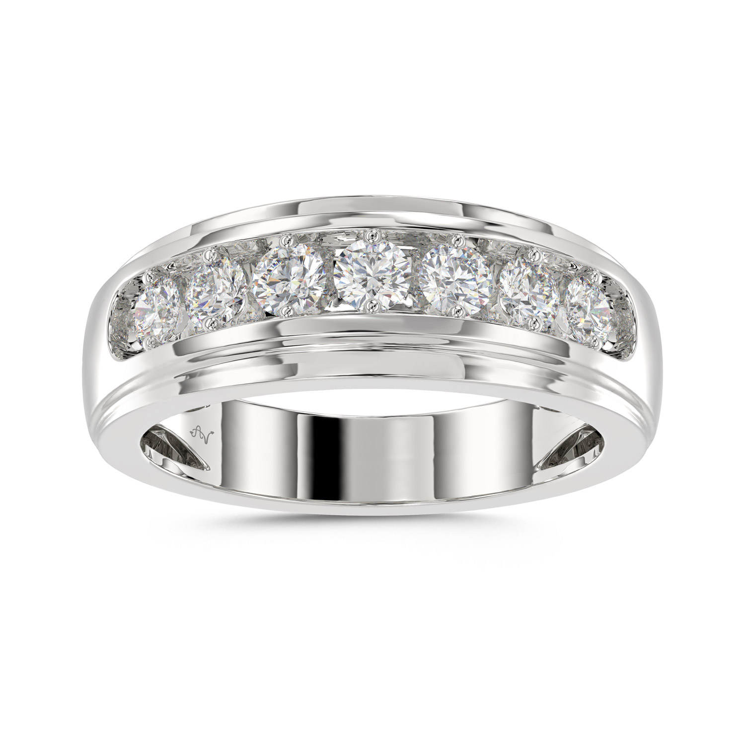 MEN'S BAND 1.00CT ROUND DIAMOND 10K WHITE GOLD 1 MEN'S BAND 1.00CT ROUND DIAMOND 10K WHITE GOLD - Image 1