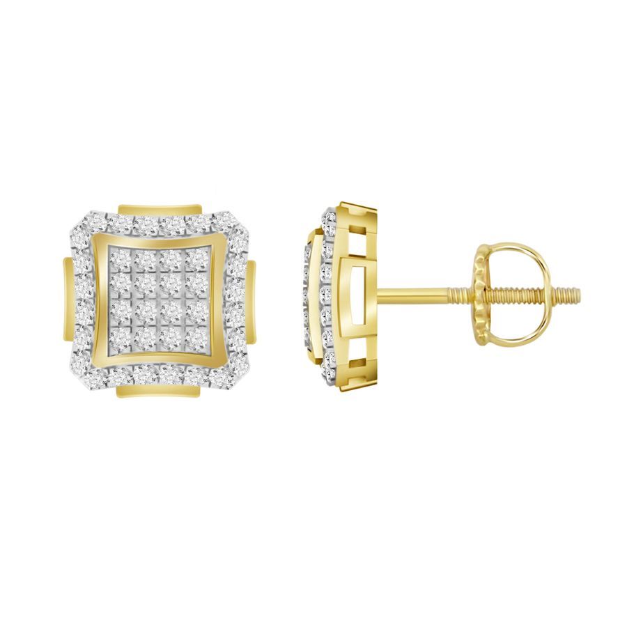 MEN'S STUD EARRINGS 0.25CT ROUND DIAMOND 10K YELLOW GOLD 1 MEN'S STUD EARRINGS 0.25CT ROUND DIAMOND 10K YELLOW GOLD - Image 1