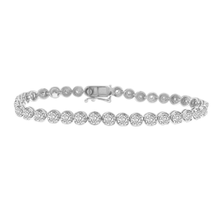 LADIES BRACELET 1.00CT ROUND DIAMOND 10K WHITE GOLD 1 LADIES BRACELET 1.00CT ROUND DIAMOND 10K WHITE GOLD - Image 1