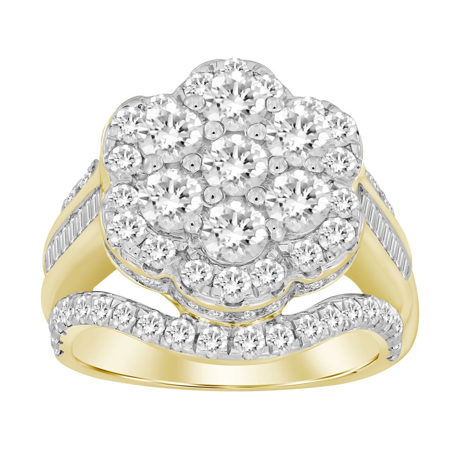 LADIES RING 3.00CT ROUND/BAGUETTE DIAMOND 10K YELLOW GOLD 1 LADIES RING 3.00CT ROUND/BAGUETTE DIAMOND 10K YELLOW GOLD - Image 1