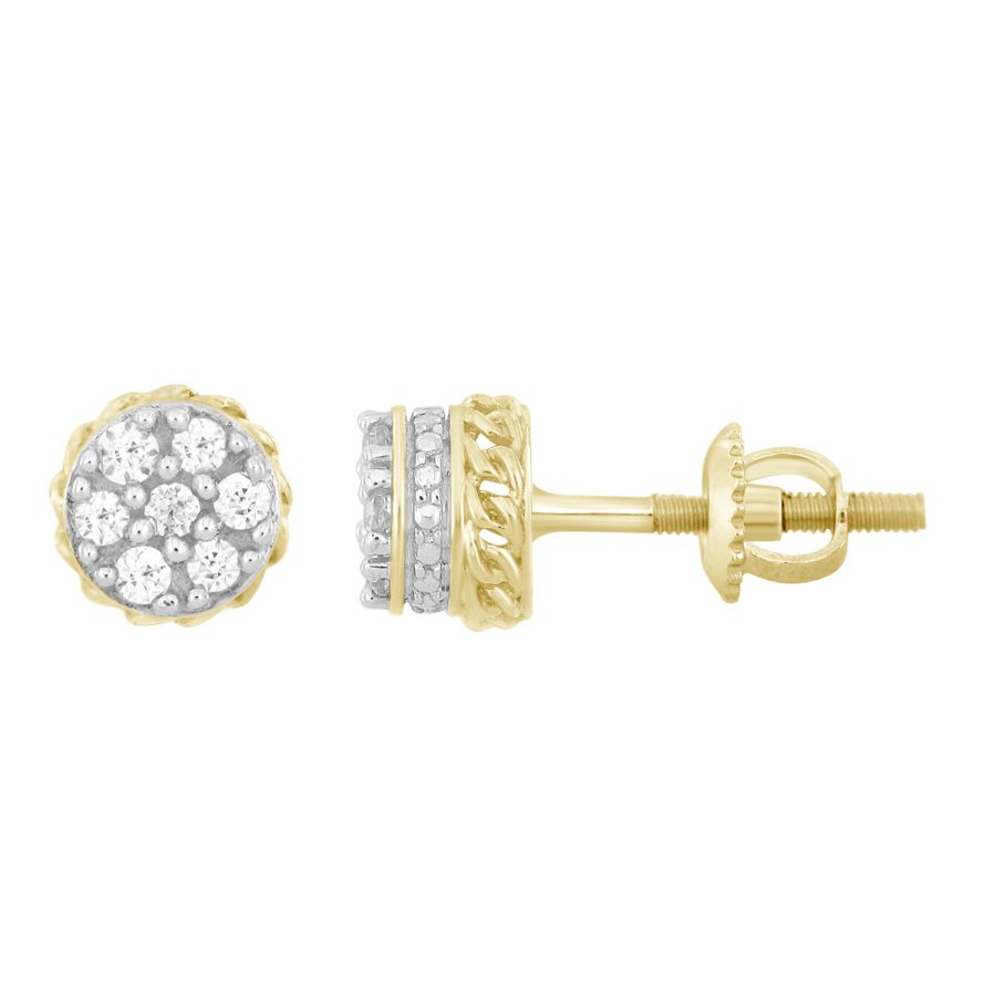 LADIES EARRINGS 0.15CT ROUND DIAMOND 10K YELLOW GOLD 1 LADIES EARRINGS 0.15CT ROUND DIAMOND 10K YELLOW GOLD - Image 1