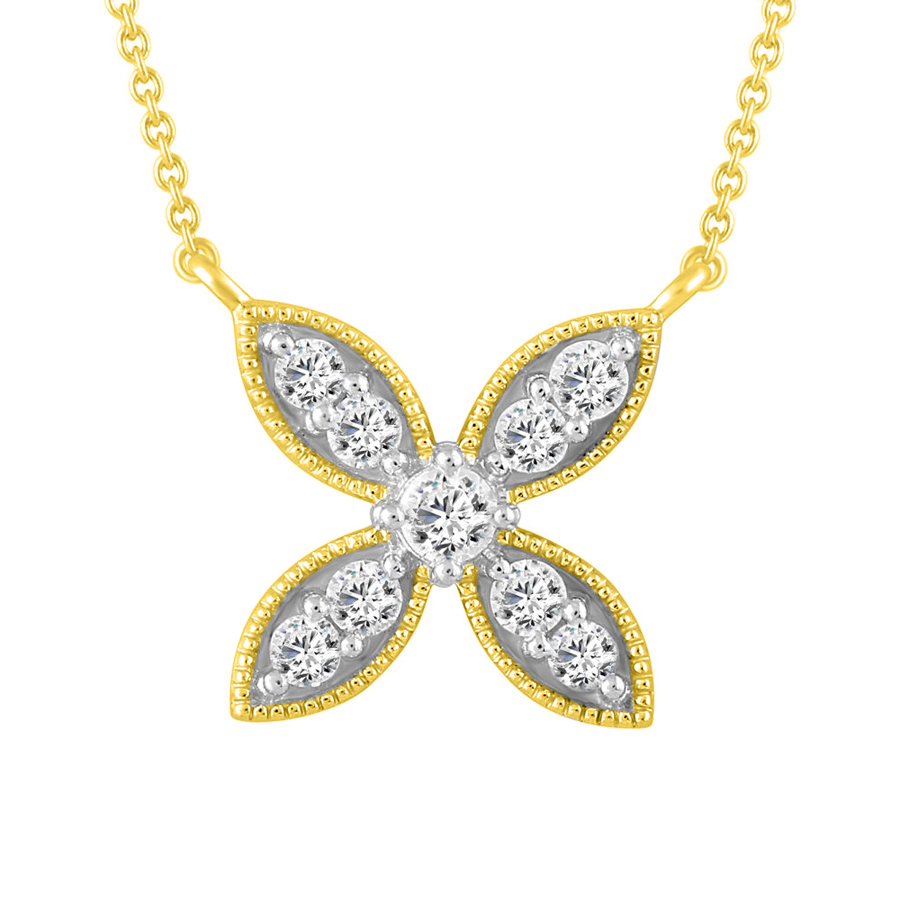 LADIES NECKLACE 0.25CT ROUND DIAMOND 14K YELLOW GOLD 1 LADIES NECKLACE 0.25CT ROUND DIAMOND 14K YELLOW GOLD - Image 1