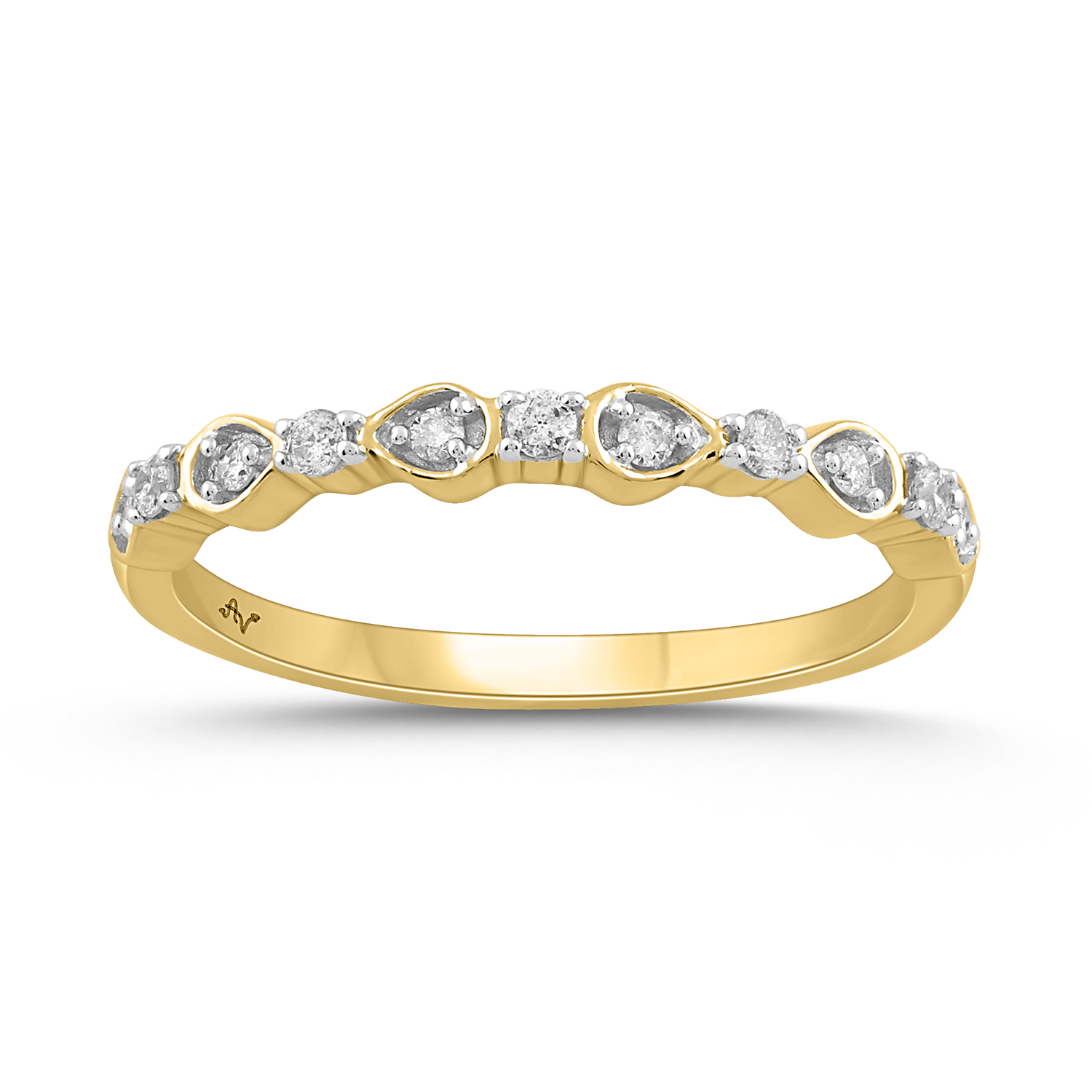 LADIES BAND 0.15CT ROUND DIAMOND 14K YELLOW GOLD 1 LADIES BAND 0.15CT ROUND DIAMOND 14K YELLOW GOLD - Image 1