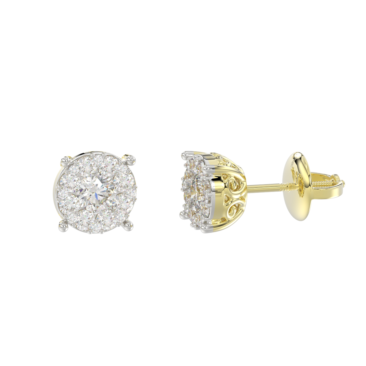 LADIES EARRINGS 0.50CT ROUND DIAMOND 14K YELLOW GOLD 1 LADIES EARRINGS 0.50CT ROUND DIAMOND 14K YELLOW GOLD - Image 1