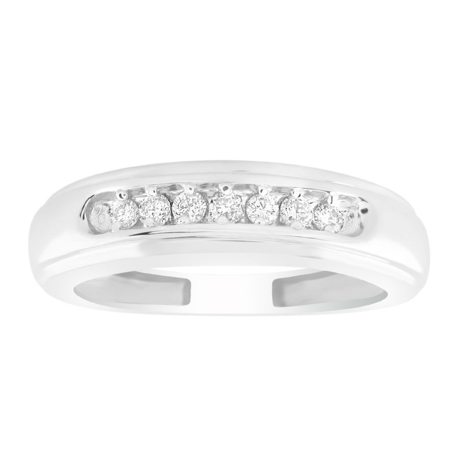 MEN'S BAND 0.15CT ROUND DIAMOND 14K WHITE GOLD (SI QUALITY) 1 MEN'S BAND 0.15CT ROUND DIAMOND 14K WHITE GOLD (SI QUALITY) - Image 1