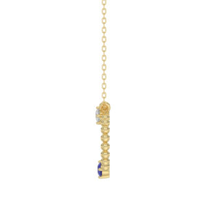 14K Yellow Gold 0.15Ct Blue Sapphire & Diamond Necklace For Women Natural Round Sapphire Ladies Jewelry - Image 2