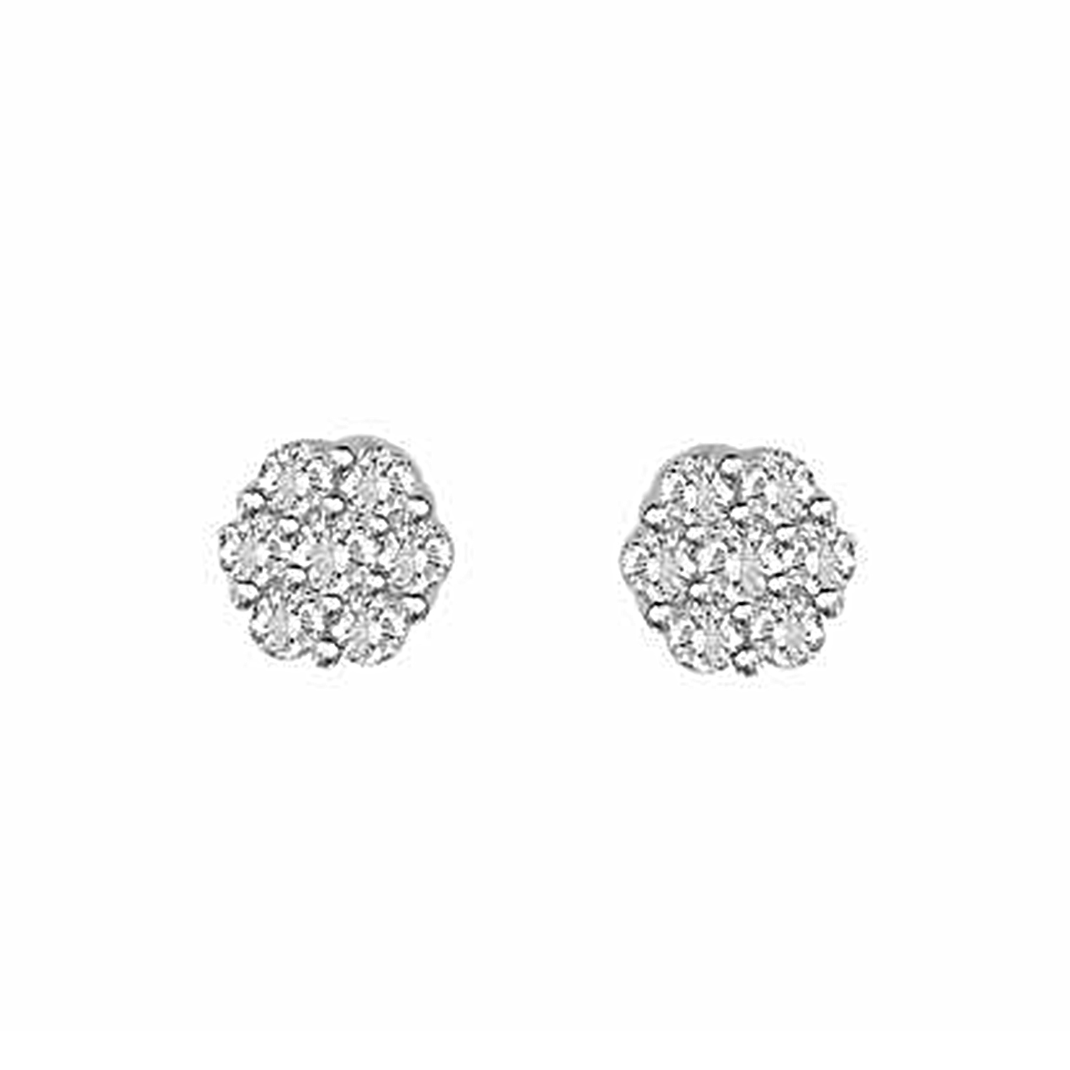 LADIES FLOWER EARRINGS 0.25CT ROUND DIAMOND 14K WHITE GOLD 1 LADIES FLOWER EARRINGS 0.25CT ROUND DIAMOND 14K WHITE GOLD - Image 1