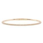 LADIES HALF FLEXIBLE BANGLE 1.00CT ROUND/RUBY DIAMOND 14K YELLOW GOLD