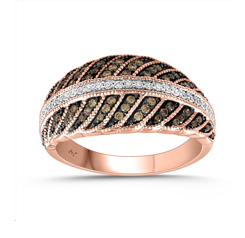 LADIES RING 0.50CT DARK BROWN/BLUE DIAMOND 14K ROSE GOLD 1 LADIES RING 0.50CT DARK BROWN/BLUE DIAMOND 14K ROSE GOLD - Image 1