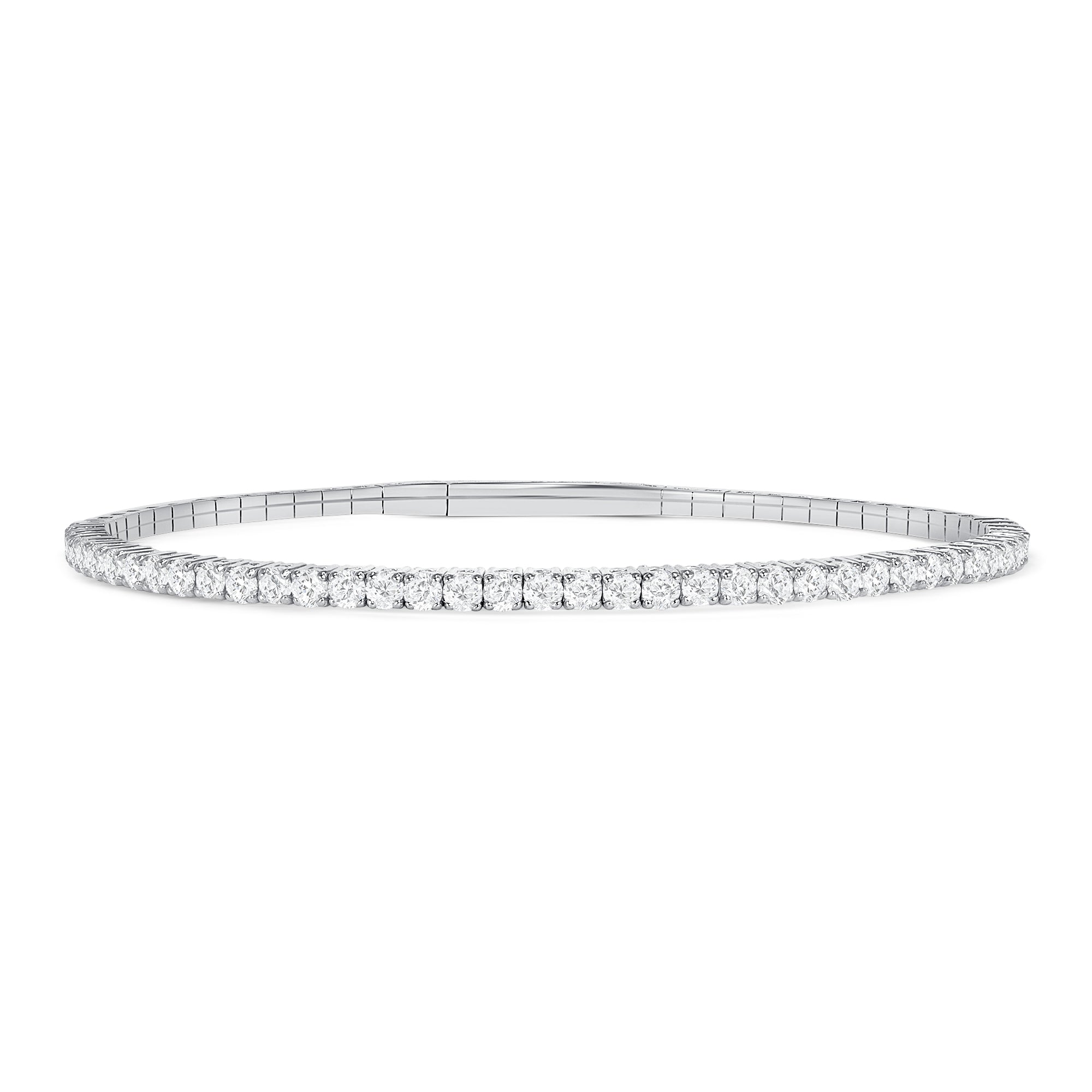 LADIES HALF FLEXIBLE BANGLE 1.00CT ROUND DIAMOND 14K WHITE GOLD 1 LADIES HALF FLEXIBLE BANGLE 1.00CT ROUND DIAMOND 14K WHITE GOLD - Image 1