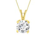 LADIES SOLITAIRE PENDANT 0.75CT ROUND DIAMOND 14K YELLOW GOLD