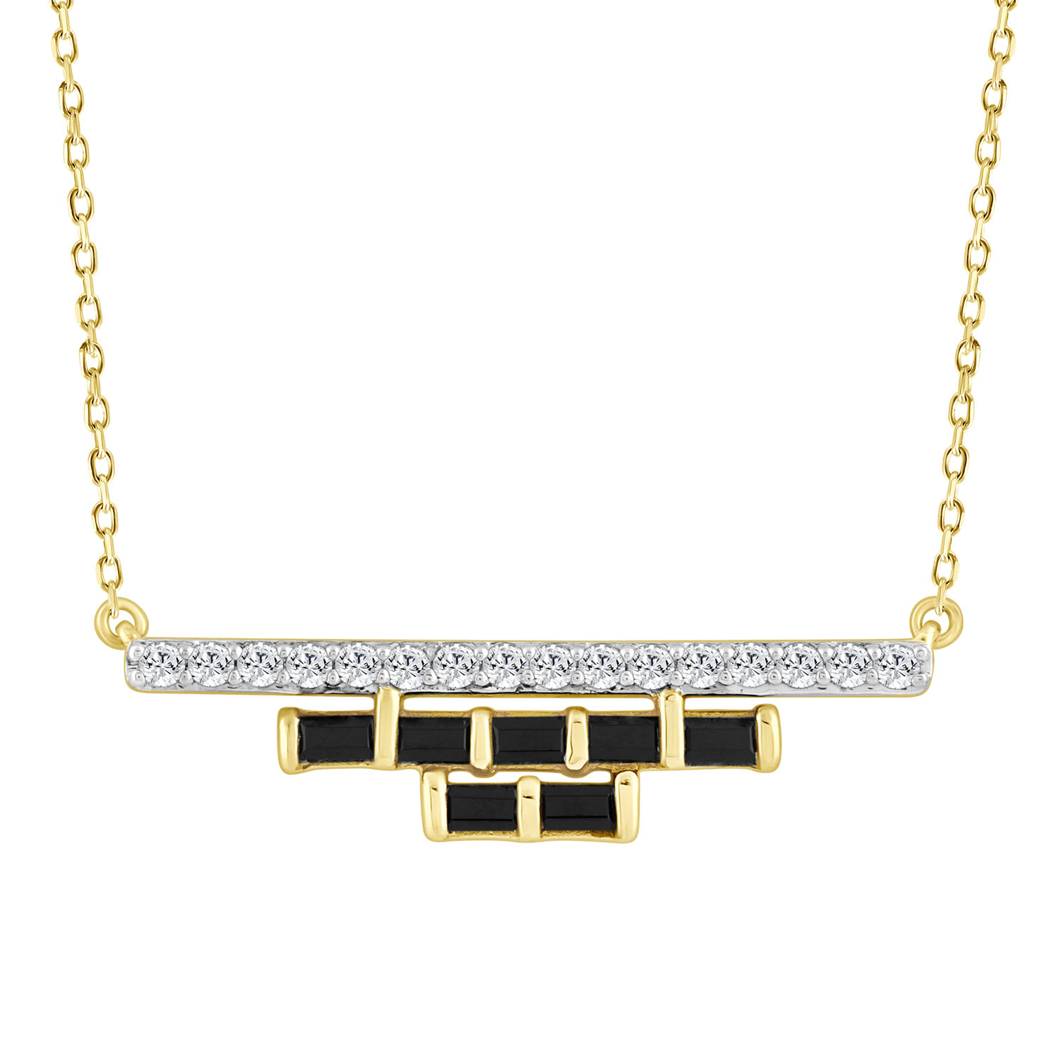 LADIES NECKLACE 0.50CT ROUND/BLACK/BAGUETTE DIAMOND 14K YELLOW GOLD 1 LADIES NECKLACE 0.50CT ROUND/BLACK/BAGUETTE DIAMOND 14K YELLOW GOLD - Image 1