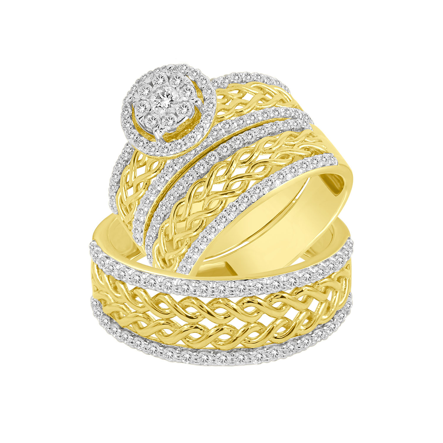 LADIES TRIO SET 1.50CT ROUND DIAMOND 10K YELLOW GOLD 1 LADIES TRIO SET 1.50CT ROUND DIAMOND 10K YELLOW GOLD - Image 1