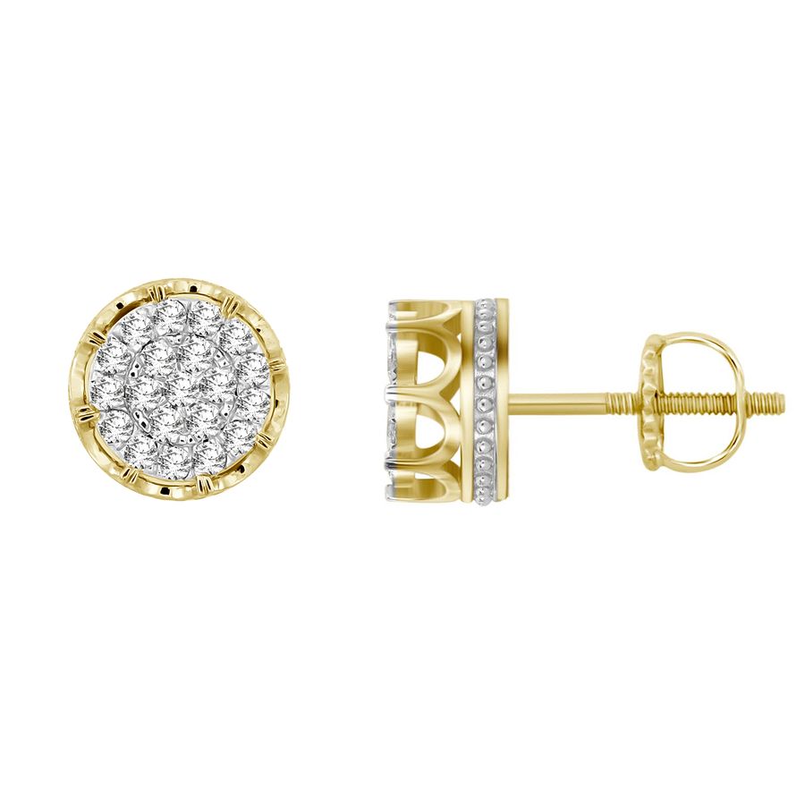EARRINGS 1.50CT ROUND DIAMOND 10K YELLOW GOLD 1 EARRINGS 1.50CT ROUND DIAMOND 10K YELLOW GOLD - Image 1