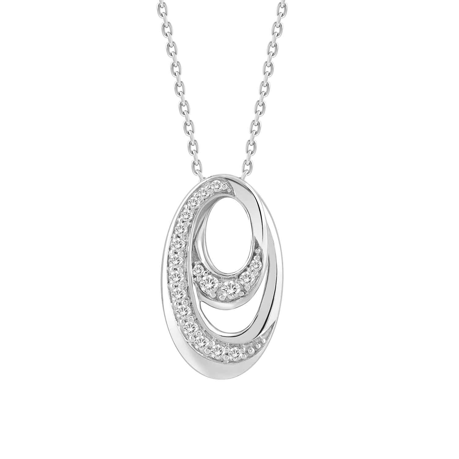 LADIES PENDANT WITH CHAIN 0.16CT ROUND DIAMOND 14K WHITE GOLD 1 LADIES PENDANT WITH CHAIN 0.16CT ROUND DIAMOND 14K WHITE GOLD - Image 1