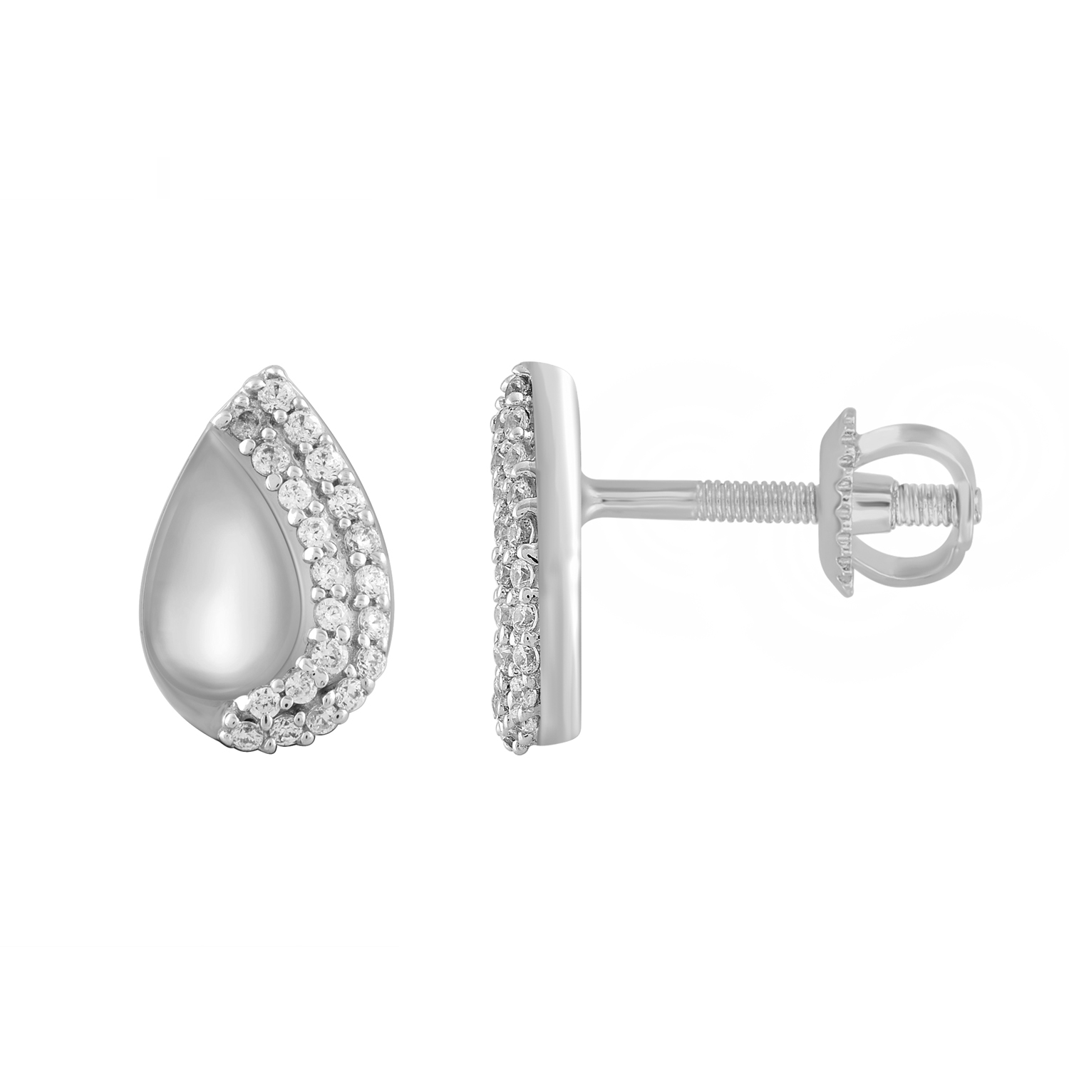 LADIES EARRINGS 0.10CT ROUND DIAMOND 10K WHITE GOLD 1 LADIES EARRINGS 0.10CT ROUND DIAMOND 10K WHITE GOLD - Image 1