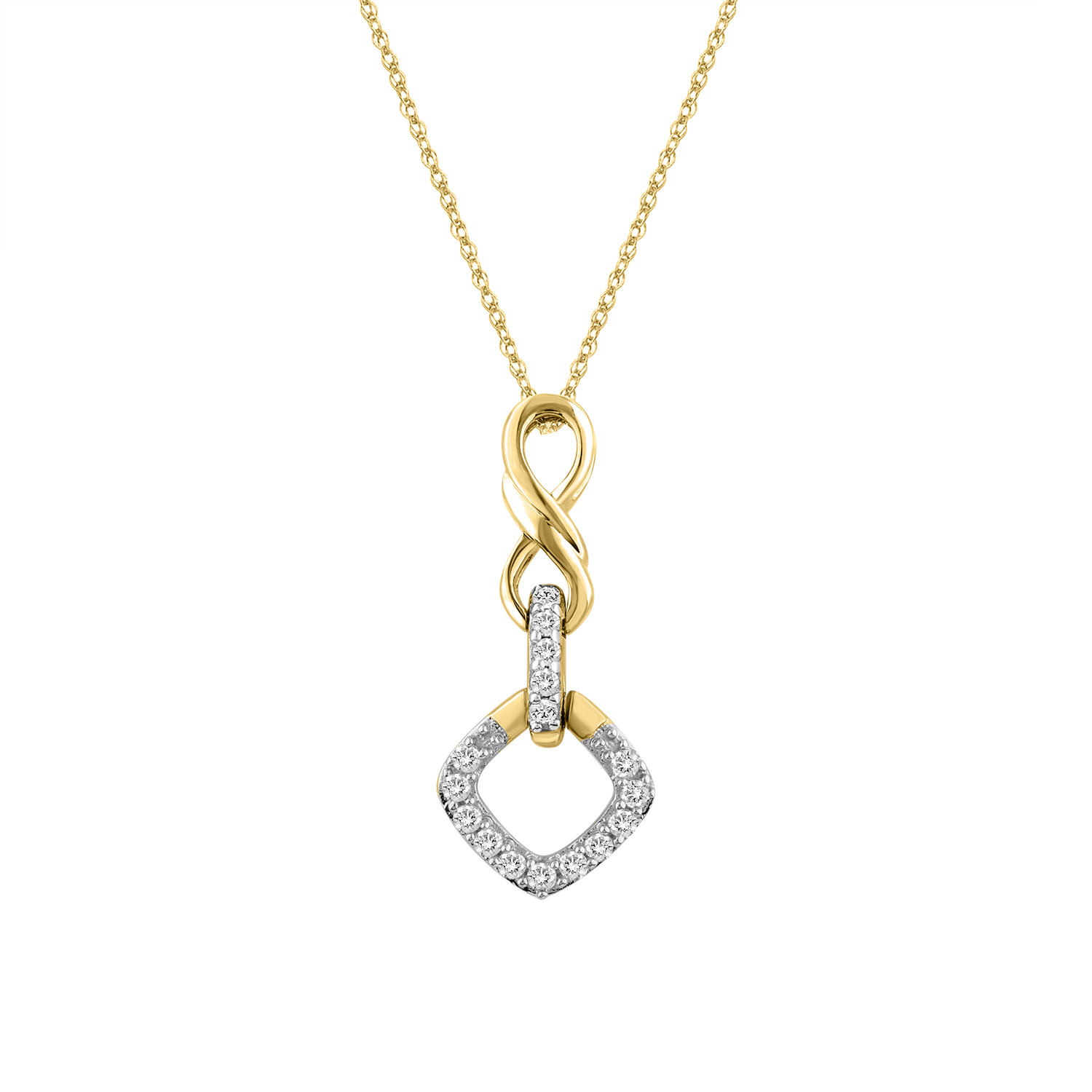 LADIES PENDANT WITH CHAIN 0.10CT ROUND DIAMOND 10K YELLOW GOLD 1 LADIES PENDANT WITH CHAIN 0.10CT ROUND DIAMOND 10K YELLOW GOLD - Image 1
