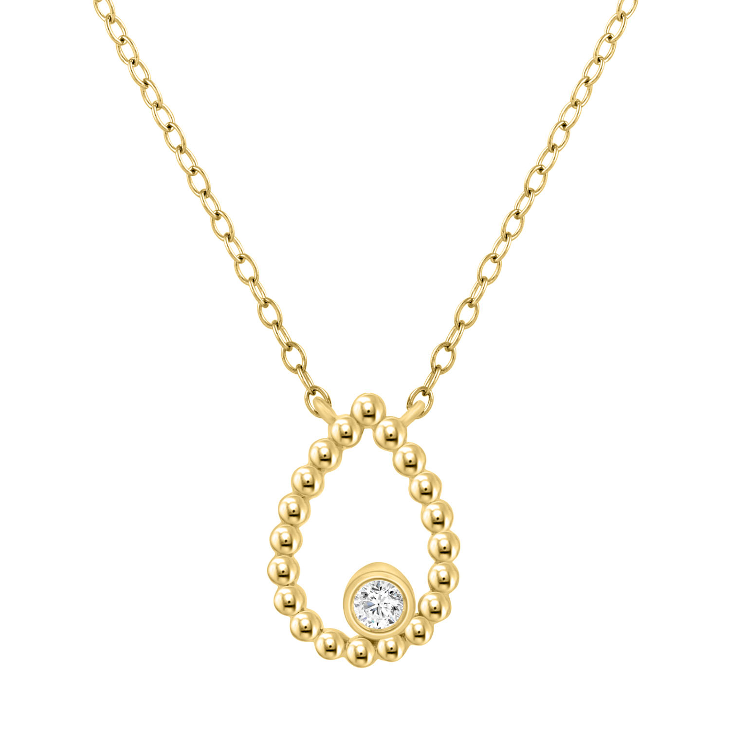 LADIES PENDANT WITH CHAIN 0.10CT ROUND DIAMOND 10K YELLOW GOLD 1 LADIES PENDANT WITH CHAIN 0.10CT ROUND DIAMOND 10K YELLOW GOLD - Image 1