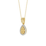 Elegant 10K Yellow Gold Ladies Teardrop Nugget Pendant Featuring A Cluster Of 0.20 Ct Round Diamonds. Includes Chain - Image 3