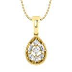 LADIES PENDANT WITH CHAIN 0.20CT ROUND/BAGUETTE DIAMOND 10K YELLOW GOLD
