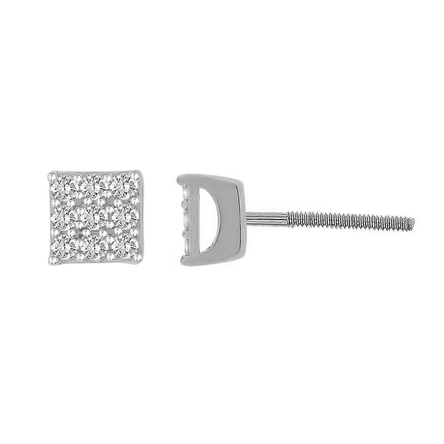 Sterling Silver White Diamond Cluster Fashion Earrings For Women 0.25CT Round Diamond Elegant Yuva Earrings 1 Sterling Silver White Diamond Cluster Fashion Earrings For Women 0.25CT Round Diamond Elegant Yuva Earrings - Image 1