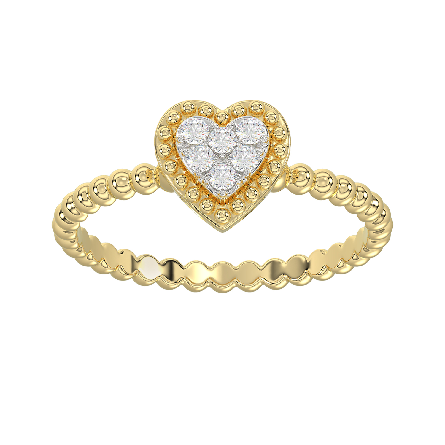 Ladies Halo Ring 0.10Ct Heart Shape Round Diamond 10K Yellow Gold 1 Ladies Halo Ring 0.10Ct Heart Shape Round Diamond 10K Yellow Gold - Image 1