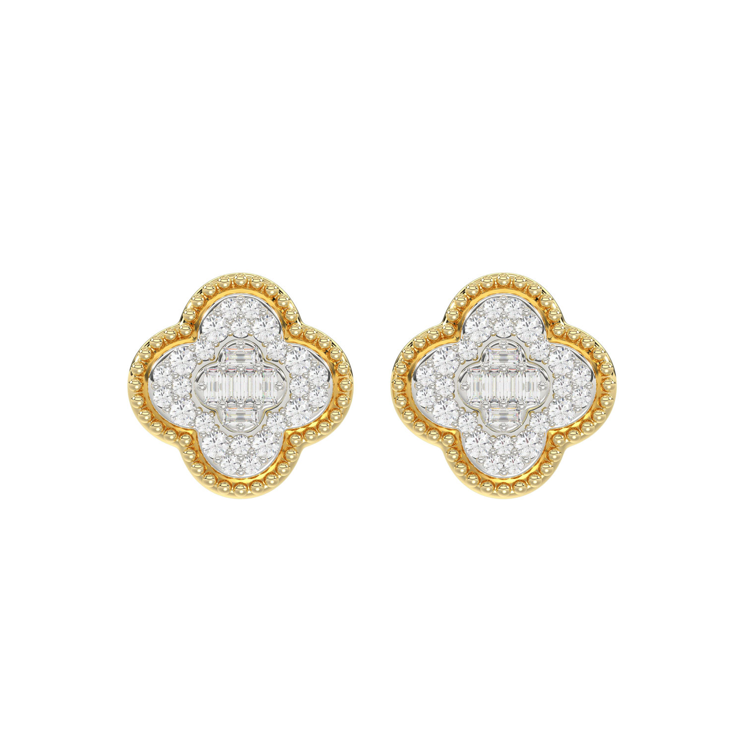 LADIES EARRING 0.25CT ROUND/BAGUETTE DIAMOND 10K YELLOW GOLD 1 LADIES EARRING 0.25CT ROUND/BAGUETTE DIAMOND 10K YELLOW GOLD - Image 1